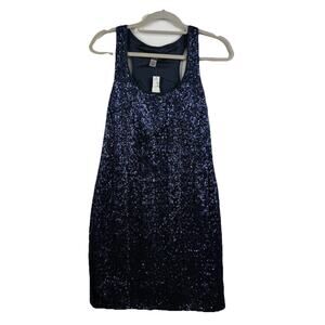 Party Cocktail NWT 2b. Rych Blue Sequin Mini Dress Size 4 Racer Back Scoop Neck